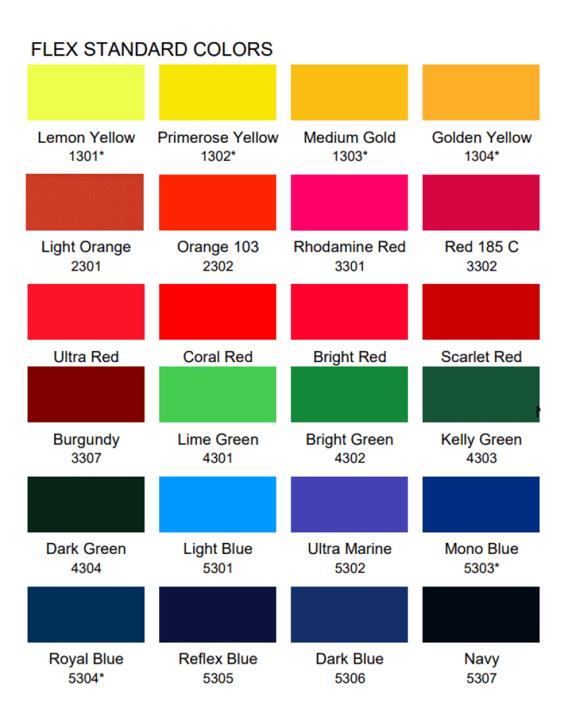 Digi Ink Flex Standard Colors